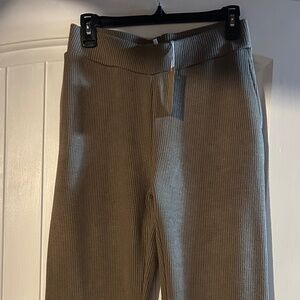 071 NWT Hello Nite Ribbed Knit Pants Taupe Truffle